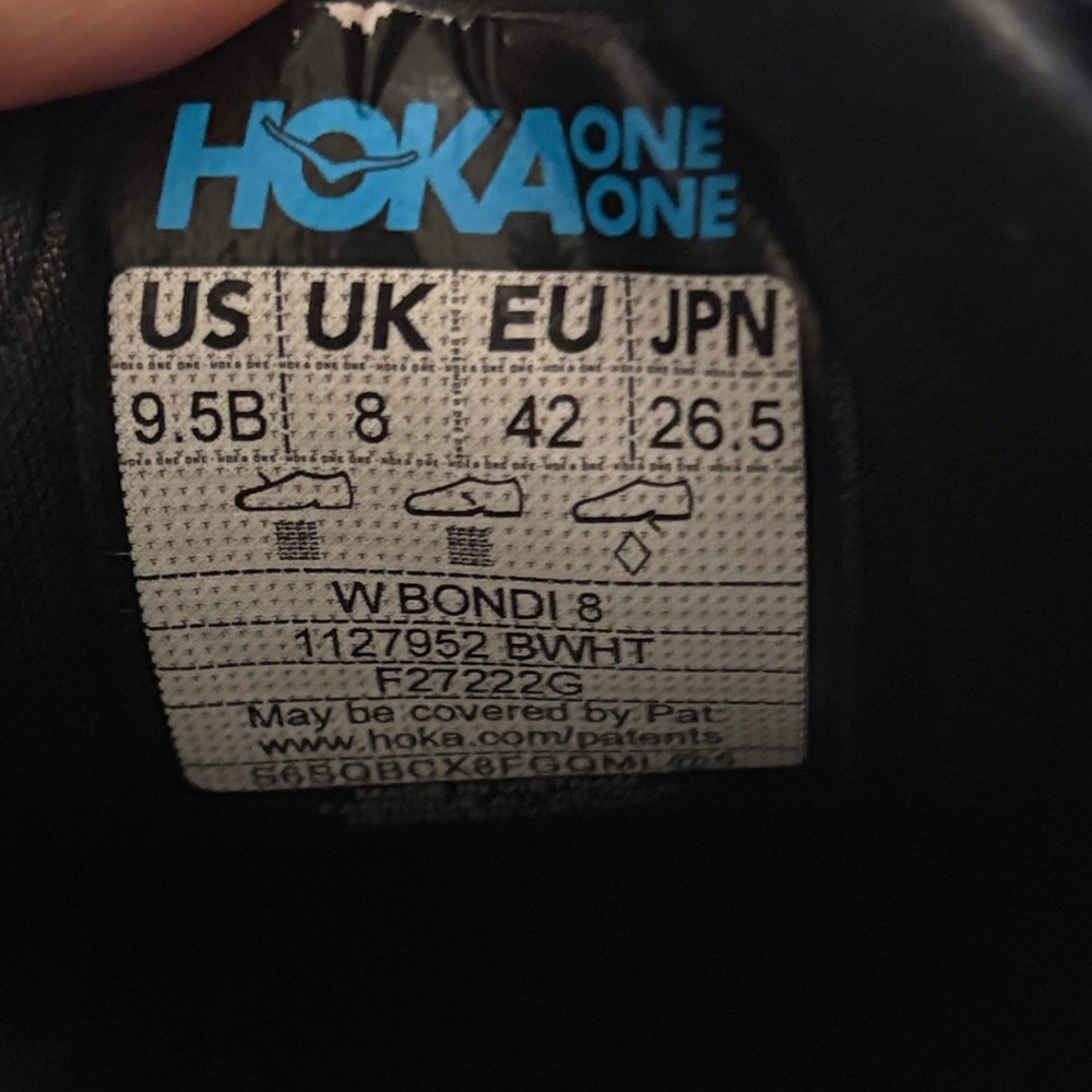 Hoka One One Bondi 8 Black White Running Walking Gym Shoes Women’s size 9.5 - Picture 10 of 10